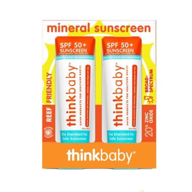 thinkbaby&trade; 6 fl. oz. 2-Pack Safe Baby Mineral Sunscreen SPF 50+. View a larger version of this product image.