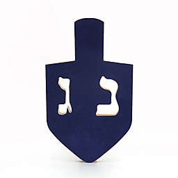 H for Happy™ Hanukkah Holiday Dreidel Wood Trivet in Blue
