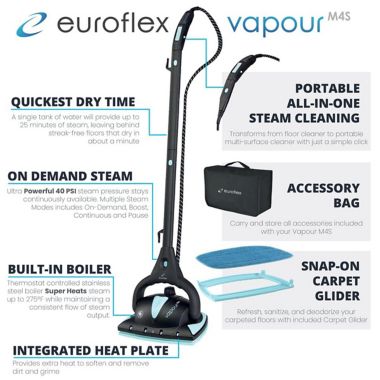 Euroflex Vapour M4S Hybrid Steam Mop in Black. View a larger version of this product image.