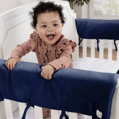 Trend Lab&reg; CribWrap&trade; Wide Long Fleece Rail Cover in Navy. View a larger version of this product image.