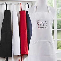 Dinner Is Poured Personalized Embroidered Apron in White