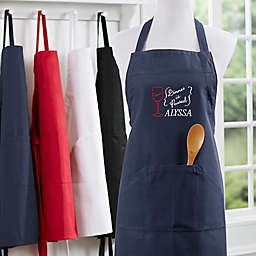 Dinner Is Poured Personalized Embroidered Apron in Navy