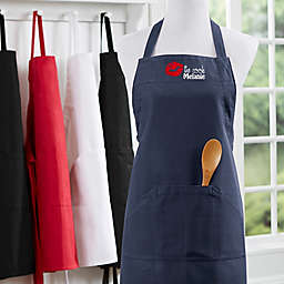 Kiss The Cook Embroidered Apron in Navy