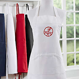 Family Brand Embroidered Apron in White