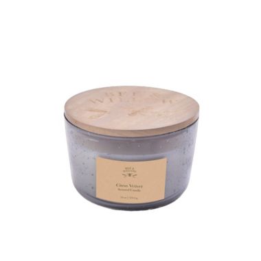 Bee & Willow&trade; 3-Wick Citrus Vetiver Large Jar Candle with Lid in Grey. View a larger version of this product image.