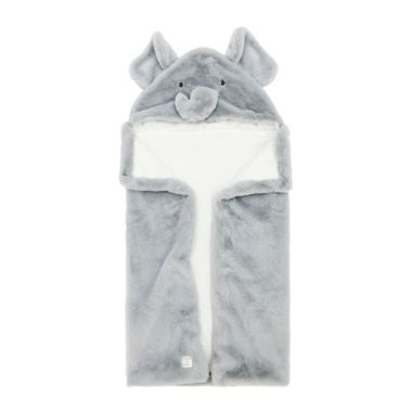 ever &amp; ever&trade; Elephant Plush Hooded Towel in Grey. View a larger version of this product image.