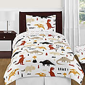 Sweet Jojo Designs&reg; Mod Dinosaur 4-Piece Reversible Twin Comforter Set in Orange