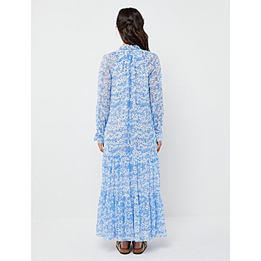 A Pea in the Pod&reg; Medium/Large Floral Crinkle Chiffon Maxi Maternity Dress in Blue/White. View a larger version of this product image.