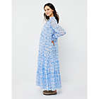 Alternate image 6 for A Pea in the Pod&reg; Medium/Large Floral Crinkle Chiffon Maxi Maternity Dress in Blue/White