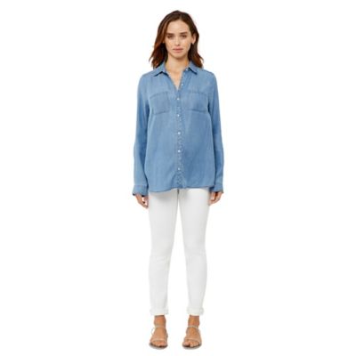 A Pea in the Pod&reg; X-Small Denim Button-Up Maternity Shirt in Chambray