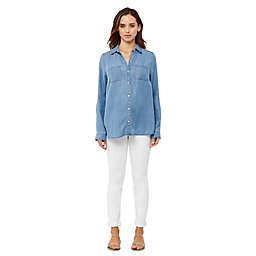 A Pea in the Pod® X-Small Denim Button-Up Maternity Shirt in Chambray