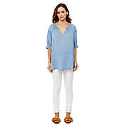 A Pea in the Pod&reg; Chambray Peasant Maternity Top in Blue