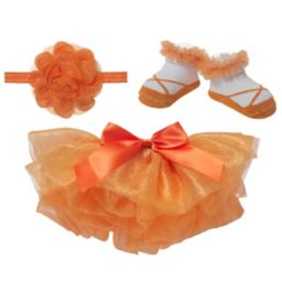 Elly & Emmy® 3-Piece Halloween Headwrap, Tutu and Bootie Set in Orange