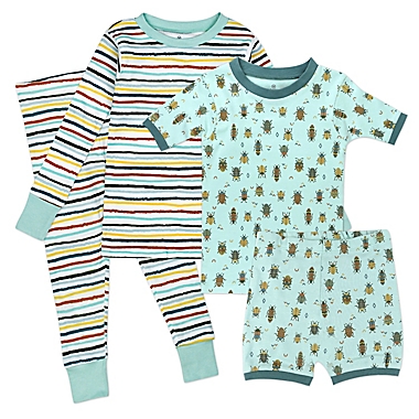 The Honest Company&reg; Size 18M 4-Piece Short and Long Pajama Set in Blue Stripe. View a larger version of this product image.