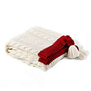 Bee & Willow&trade; Heavy Knit Throw Blanket in Coconut Milk/Red