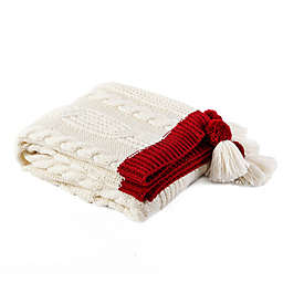Bee & Willow™ Heavy Knit Throw Blanket in Coconut Milk/Red