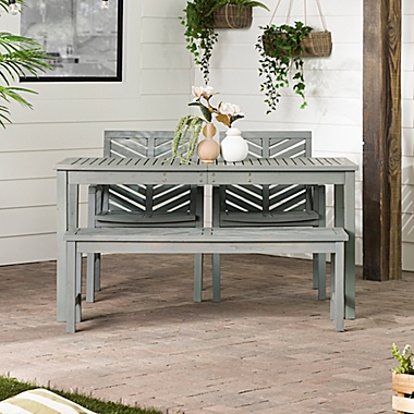 Forest Gate Olive 4-Piece Outdoor Acacia Dining Set in Grey Wash. View a larger version of this product image.