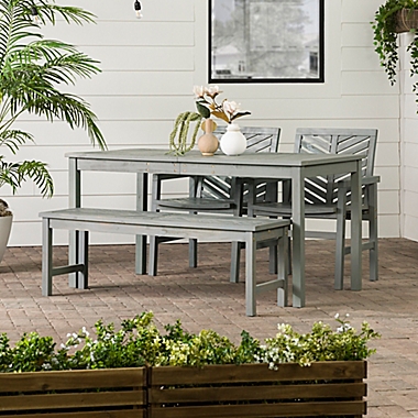 Forest Gate Olive 4-Piece Outdoor Acacia Dining Set in Grey Wash. View a larger version of this product image.