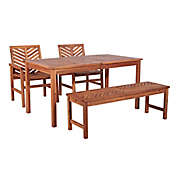 Forest Gate Olive 4-Piece Outdoor Acacia Dining Set in Brown