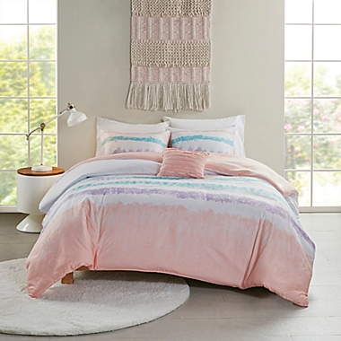 Intelligent Design Loriann 3-Piece Seersucker Twin/Twin XL Duvet Cover Set in Pink/Purple. View a larger version of this product image.
