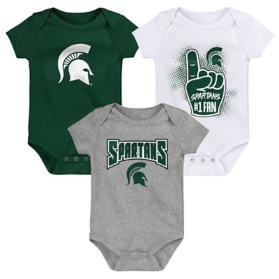 Michigan State University Spartans 3-Pack Game On Short Sleeve Creeper Bodysuits