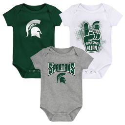 Michigan State University Spartans 3-Pack Game On Short Sleeve Creeper Bodysuits