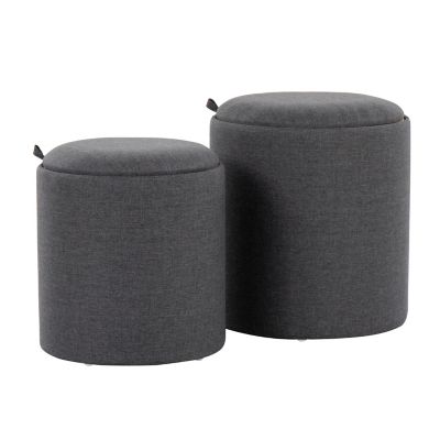 LumiSource&reg; Tray 2-Piece Nesting Ottoman Set in Charcoal/Natural