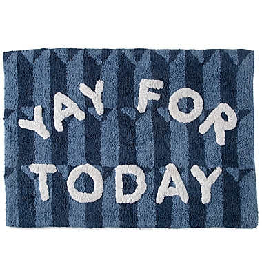 The Novogratz 17&quot; x 24&quot; &quot;Yay for Today&quot; Bath Rug in Blue. View a larger version of this product image.