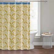 The Novogratz 72-Inch x 72-Inch Feather Palm Shower Curtain in Yellow