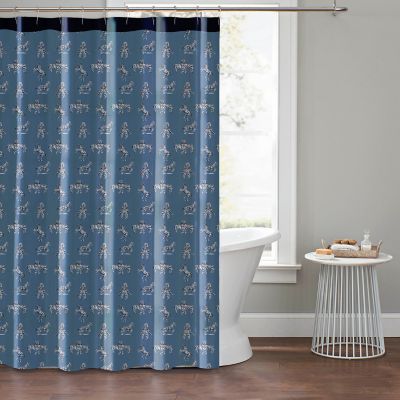 The Novogratz 72-Inch x 72-Inch Zebras In Love Shower Curtain in Blue