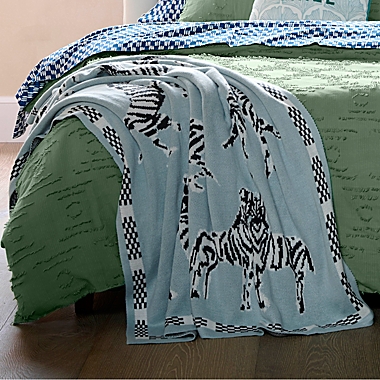 The Novogratz Zebras in Love Throw in Sky Blue. View a larger version of this product image.
