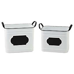 Boston International 2-Piece Nesting Metal Bucket Set in White