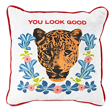 The Novogratz &quot;You Look Good&quot; Square Throw Pillow in Grey. View a larger version of this product image.