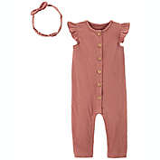 carter&#39;s&reg; 2-Piece Crinkle Jersey Jumpsuit and Headwrap Set in Pink
