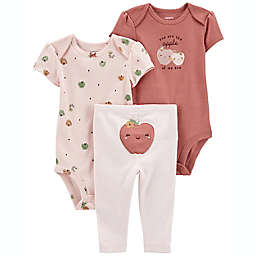 carter's® Newborn 3-Piece Strawberry Bodysuit and Pant Set in Pink