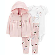 carter&#39;s&reg; 3-Piece Little Cardigan, Bodysuit, and Floral Pant Set in Pink