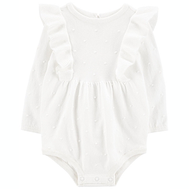 carter&#39;s&reg; Size 6M Ruffle Long Sleeve Bodysuit in White. View a larger version of this product image.