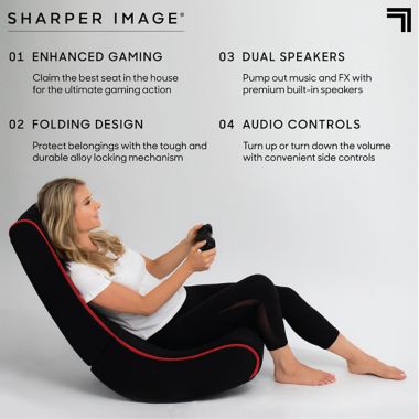 Sharper Image&reg; Foldable Gaming Chair with Speakers in Black. View a larger version of this product image.
