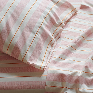 The Novogratz Corbel Stripe Twin XL Sheet Set in Pink. View a larger version of this product image.
