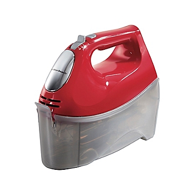 Hamilton Beach&reg; Ensemble Hand Mixer with Snap-On Closure in Red. View a larger version of this product image.