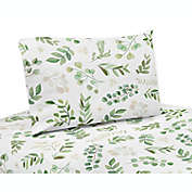 Sweet JoJo Designs&reg; Botanical Leaf Queen Sheet Set in Green/White