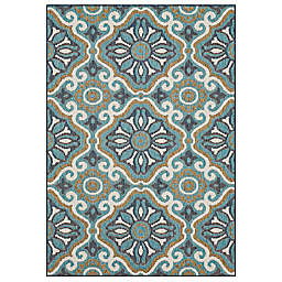 Mohawk Home® Malibu Portugal Tile 4' x 5'6 Area Rug in Teal