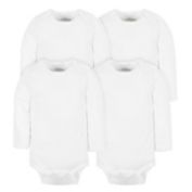 mighty goods&trade; 4-Pack Long Sleeve Bodysuits in White