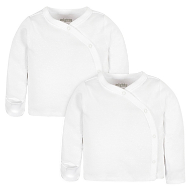 mighty goods&trade; Newborn 2-Pack Long Sleeve Side Snap Tees in White. View a larger version of this product image.
