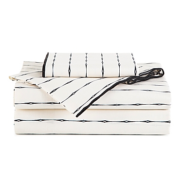 The Novogratz Vintage Stripe Twin XL Sheet Set in Soft White. View a larger version of this product image.