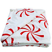 H for Happy&trade; Peppermint Holiday Flannel Throw Blanket in Red