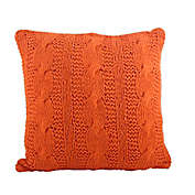 Saro Lifestyle Cable Knit 20-Inch Square Decorative Pillow in Tangerine