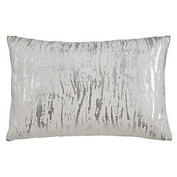 Saro Lifestyle Distressed Metallic Foil 14-Inch x 22-Inch Lumbar Pillow Cover in Silver