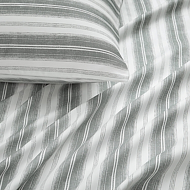 Nautica&reg; Brodie Stripe 500-Thread-Count Full Sheet Set in Grey. View a larger version of this product image.