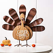 Glitzhome&reg; &quot;Give Thanks&quot; Turkey Table Decoration